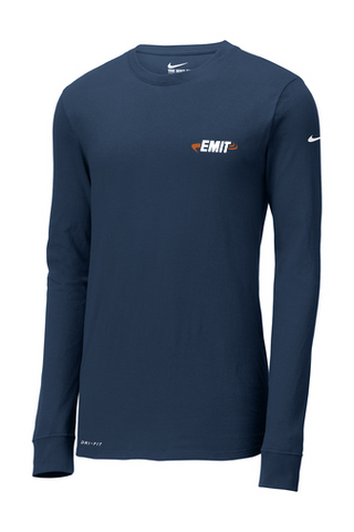 EMIT Engineering Mens Nike Dri-FIT Cotton/Poly LS Tee NKBQ5232 - Navy